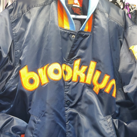 BROOKLYN varsity puffer baseball jacket blue like new size large stylish oversiz - Picture 5 of 12